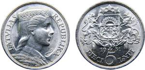 Latvia Republic 5 Lati 1931 Royal mint ... 