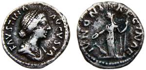 Roma Empire Faustina II AR Denarius AD ... 
