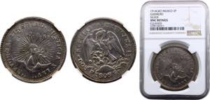 Mexico  State of Guerrero 2 Pesos 1914 GRO  ... 