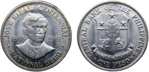 Philippines Republic 1 Peso 1961 ... 