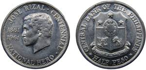 Philippines Republic 1/2 Peso 1961 ... 