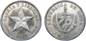 Cuba First Republic 1 Peso 1932 Philadelphia ... 