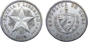 Cuba First Republic 1 Peso 1934 Philadelphia ... 