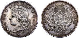 Argentina Federal Republic 1 Peso 1882 ... 
