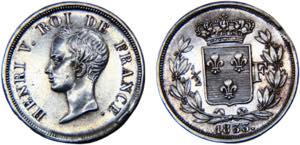 France Kingdom Henri V 1/2 Franc 1833 ... 