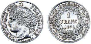 France Third Republic 1 Franc 1871 K ... 