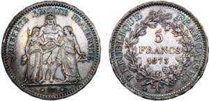 France Third Republic 5 Francs 1873 A Pairs ... 