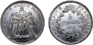 France Third Republic 5 Francs 1874 A Pairs ... 