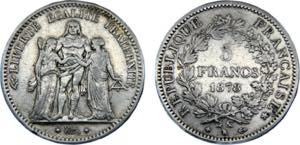 France Third Republic 5 Francs 1878 K Pairs ... 
