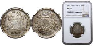 Guatemala Republic 25 Centavos 1881 E ... 