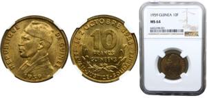 Guinea Republic 10 Francs Guinéens 1959 ... 