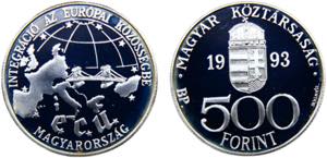 Hungary Republic 500 Forint 1993 BP Budapest ... 