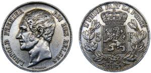 Belgium Kingdom Leopold I 5 Francs 1851 ... 