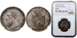 Belgium Kingdom Leopold II 2 Francs 1867 ... 