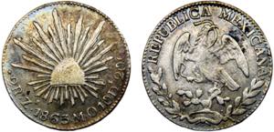 Mexico Federal Republic 2 Reales 1863 Zs MO ... 