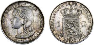 Netherlands Kingdom Wilhelmina 1 Gulden 1892 ... 