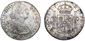 Peru Spanish colony Carlos IV 8 Reales 1807 ... 