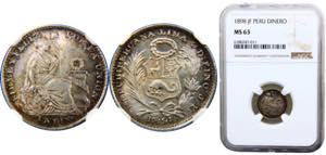 Peru Republic 1 Dinero 1898 JF Lima mint ... 