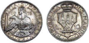San Marino Republic 10 Lire 1935 R Rome ... 