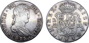 Spain Kingdom Fernando VII 8 Reales 1818 M ... 
