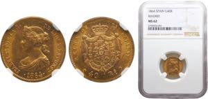 Spain Kingdom Isabel II 40 Reales 1864 ... 