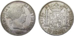 Spain Kingdom Isabel II 20 Reales 1856 ... 