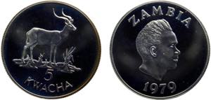 Zambia Republic 5 Kwacha 1979 Royal ... 