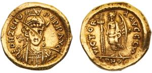 Ancient Roma Empire Zeno AV Solidus AD ... 