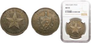 Cuba First Republic 1 Peso 1932 Philadelphia ... 