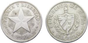 Cuba First Republic 1 Peso 1934 Philadelphia ... 