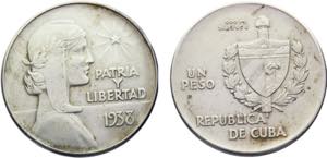 Cuba First Republic 1 Peso 1938 Philadelphia ... 