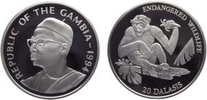 Gambia Republic 20 Dalasis 1994 (Mintage ... 