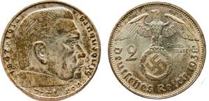 Germany The Third Reich 2 Reichsmark 1938 A ... 