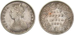 India British colony Victoria ½ Rupee 1884 ... 