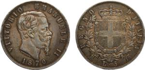 Italy Kingdom Victor Emmanuel II 5 Lire 1871 ... 