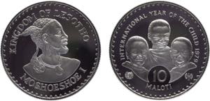 Lesotho Kingdom Moshoeshoe II 10 Maloti 1979 ... 