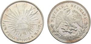 Mexico Federal republic 1 Peso 1905 Mo AM ... 