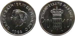 Monaco Principalty Rainier III 10 Francs ... 
