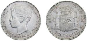 Spain Kingdom 1896 *18-96 PGV 1 Peseta - ... 