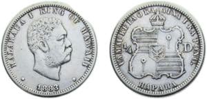 United States  Hawaii Kingdom 1883 ¼ Dollar ... 