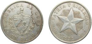 Cuba First Republic 1932 1 Peso Silver ... 