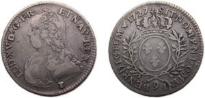 France Kingdom 1727 9 ½ Écu - Louis XV ... 