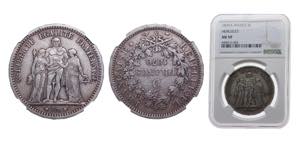 France Third Republic 1870A 5 Francs, Rare ... 