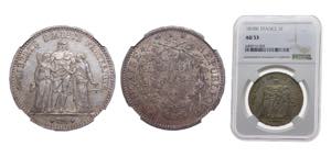 France Third Republic 1878K 5 Francs Silver ... 