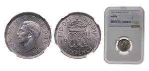 Great Britain 1945 6 Pence - George VI (1st ... 