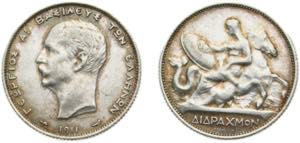 Greece Kingdom 1911 2 Drachmai - George I ... 