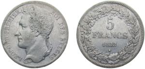 Belgium Kingdom 1833 5 Francs - Léopold I ... 