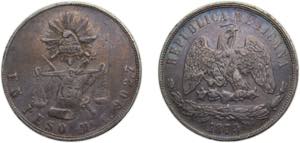 Mexico Federal republic 1870Mo C 1 Peso ... 