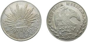 Mexico Federal Republic 1881Pi MH 8 Reales ... 