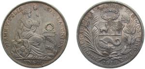 Peru Republic 1916FG 1 Sol Silver (.900) ... 